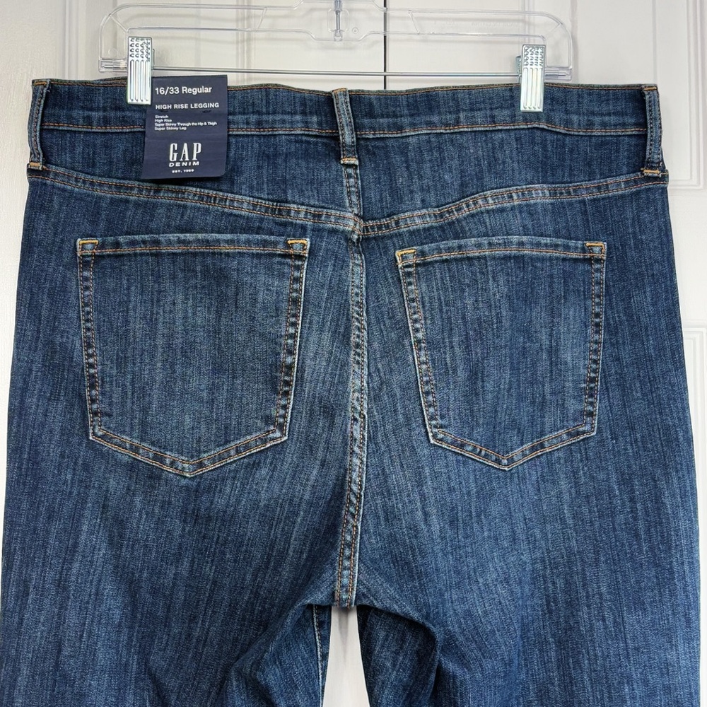 NWT Gap Dark Wash Indigo Denim High Rise Crop Legging Jeans 16 - Picture 14 of 16